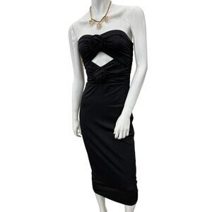 Torn By Ronny Kobo Selena Strapless Cut Out Flowers Midi Dress Black Size XS